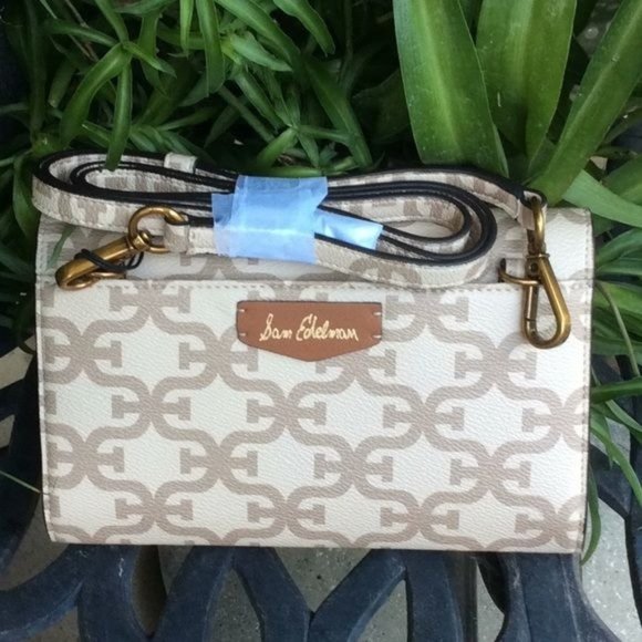 Sam Edelman Crossbody/Wallet  Two Toned Beige  8” x 5” 12 Credit Card Slots  NWT - Picture 3 of 5